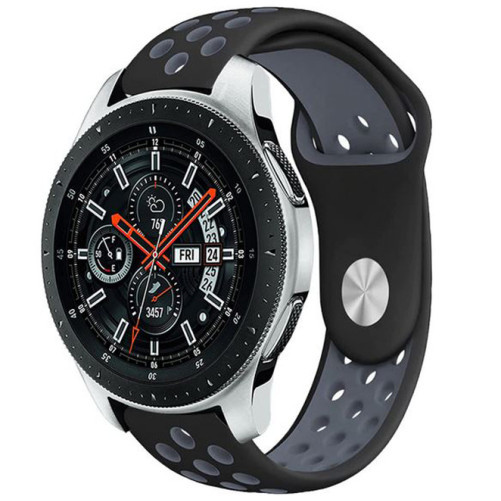 Curea ceas Smartwatch Samsung Galaxy Watch 46mm, Samsung Watch Gear S3, iUni 22 mm Silicon Sport Black-Grey