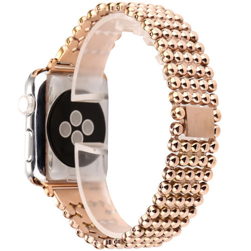 Curea iUni compatibila cu Apple Watch 1/2/3/4/5/6/7, 38mm, Luxury, Otel Inoxidabil, Rose Gold