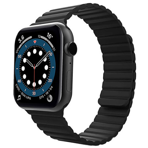 Curea iUni compatibila cu Apple Watch 1/2/3/4/5/6/7, 38mm, Silicon Magnetic, Black