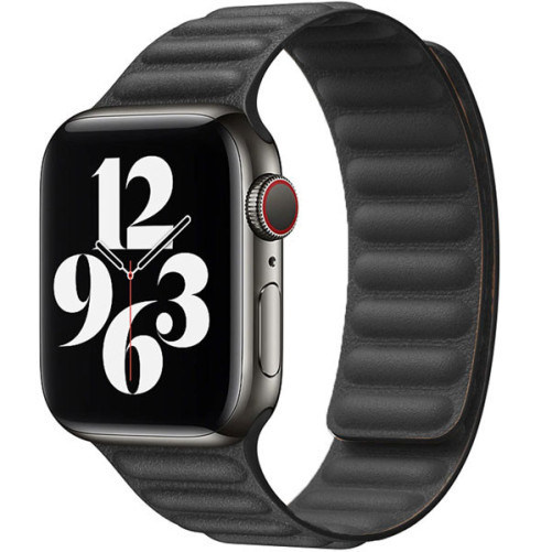 Curea iUni compatibila cu Apple Watch 1/2/3/4/5/6/7, 40mm, Leather Link, Black