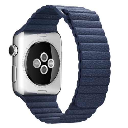 Curea iUni compatibila cu Apple Watch 1/2/3/4/5/6/7, 42mm, Leather Loop, Piele, Midnight Blue