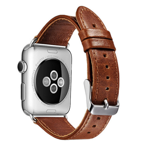 Curea iUni compatibila cu Apple Watch 1/2/3/4/5/6/7, 44mm, Vintage, Piele, Brown