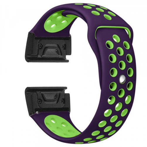 Okosóra óraszíj iUni, Garmin Fenix 5 Sport 22 mm Szilikon Mályvaszínű/Zöld