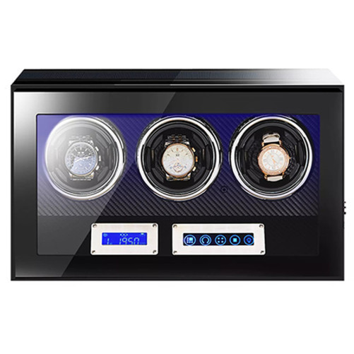 Кутия за самонавиващи се часовници iUni Luxury Watch Winder 3, цвят на въглероден