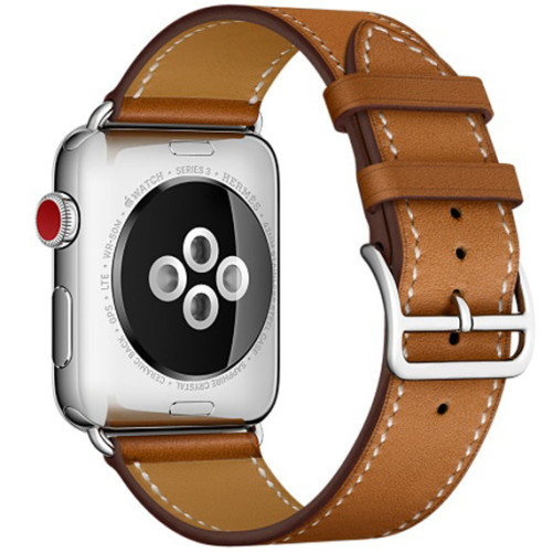 Apple Watch 1/2/3/4/5/6/7 szíj 38 mm iUni szerves bőr Single Tour Barna