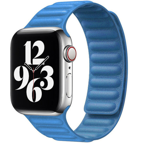 Apple Watch Apple Watch 1/2/3/4/5/6/7 kompatibilis szíj, iUni Leather Link, 42mm, Kék