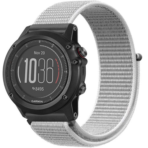 Curea ceas Smartwatch Garmin Fenix 7 / 6 / 5 Plus / 5, 22 mm iUni Soft Nylon Sport, White Gray
