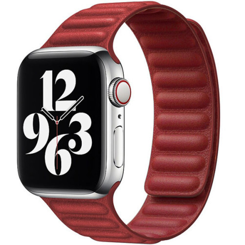 Curea iUni compatibila cu Apple Watch 1/2/3/4/5/6/7, 38mm, Leather Link, Red