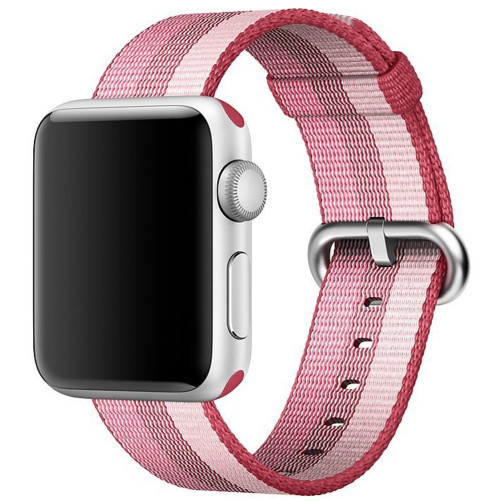 Curea iUni compatibila cu Apple Watch 1/2/3/4/5/6/7, 38mm, Nylon, Woven Strap, Berry