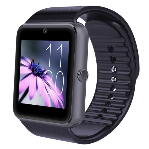 Smartwatch iUni GT08, телефон, Bluetooth, 1.3MP Камера, LCD дисплей против надраскване, Черно