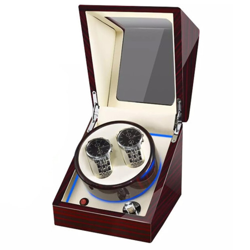 Кутия за самонавиващи се часовници iUni Watch Winder 2, цвят на махагон-крем