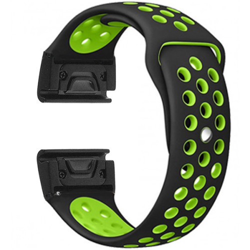Curea ceas Smartwatch Garmin Fenix 7 / 6 / 5 Plus / 5, 22 mm iUni Silicon Sport Negru-Verde