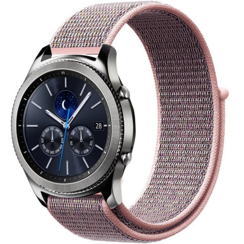 Curea ceas Smartwatch Samsung Galaxy Watch 46mm, Samsung Watch Gear S3, iUni 22 mm Soft Nylon Sport, Soft Pink