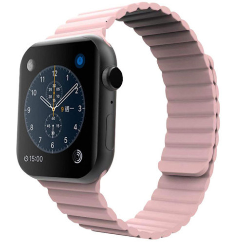 Curea iUni compatibila cu Apple Watch 1/2/3/4/5/6/7, 44mm, Silicon Magnetic, Pink