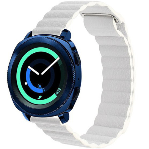 Curea piele Smartwatch Samsung Galaxy Watch 4, Watch 4 Classic, Gear S2, iUni 20 mm White Leather Loop