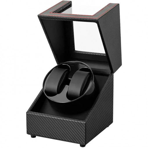 iUni automata óratekercselő, Watch Winder 2, fekete szén-dioxid