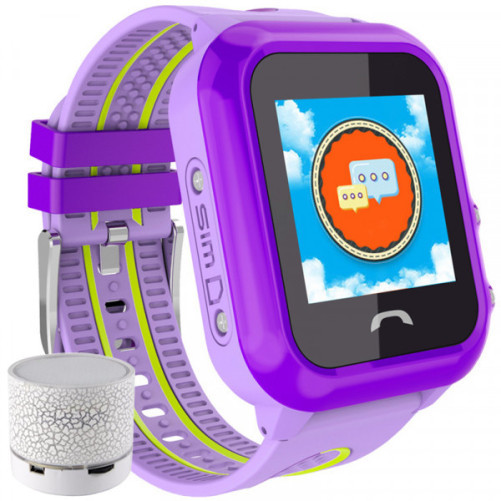 Smartwatch за деца iUni Kid27, Touchscreen 1.22 inch, GPS, вграден телефон, Bluetooth, SOS бутон, Лилав + Говорител