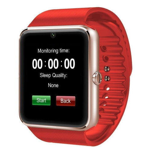 Smartwatch iUni GT08, телефон, Bluetooth, 1.3MP Камера, LCD дисплей против надраскване, Червен