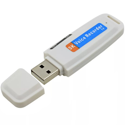 Шпионски микрофон USB стик iUni SpyMic STK99, Диктофон, Бял
