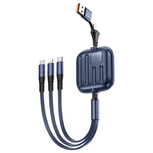 Cablu incarcare rapida 5 in 1, Retractabil, iUni B23, 100W, Fast Charge, 120cm, USB-A/USB-C la Micro-USB, Lightning, Type-C, iPhone, Samsung, Huawei, Xiaomi, Airpods, MacBook