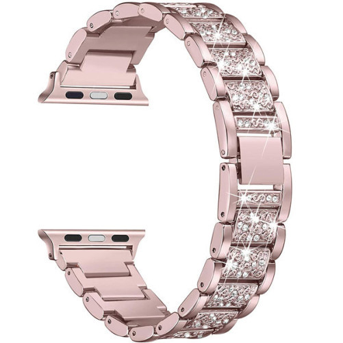 Curea iUni compatibila cu Apple Watch 1/2/3/4/5/6/7, 42mm, Luxury Belt, Rose Gold