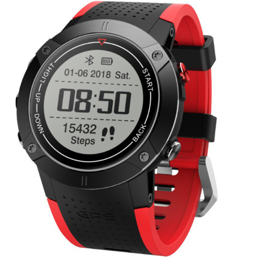 iUni DM18 okosóra, 30 nap Készenléti idő, GPS, Bluetooth, OLED, Cseppálló, Piros