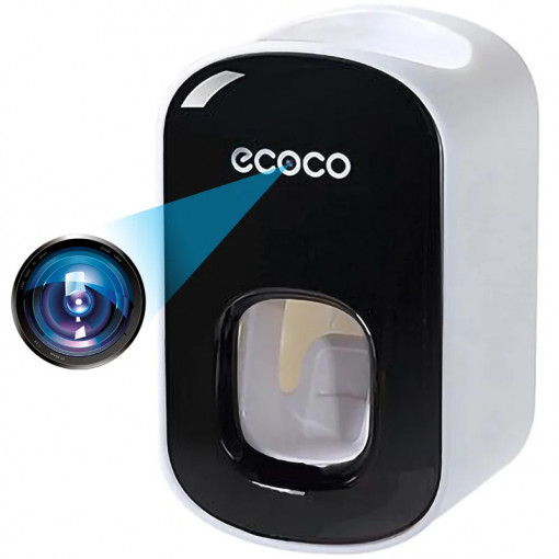 iUni IP74 Шпионска камера за дозатор за паста за зъби, Wi-Fi, Full HD, сензор за движение