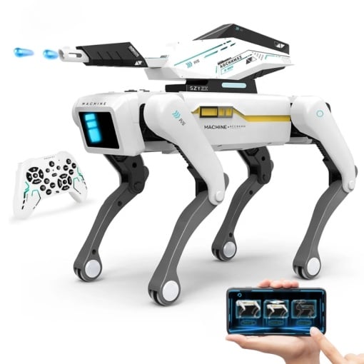 Robot Caine Inteligent iUni 8006 cu Bile din Hidrogel, Expandabile in apa, Control Telecomanda, APP, Comenzi Vocale, Programabil, 25+ Functii Interactive
