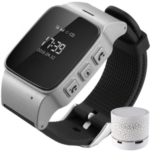 Smartwatch за деца и възрастни iUni U100, вграден телефон, GPS, Крачкомер, Известия, Wi-fi, Сребърен + Говорител