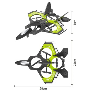 Avion cu telecomanda iUni S98, Combat Aircraft, Acrobatii 360°, Giroscop, Rezistent la impact, Lumini LED, Verde - Img 9