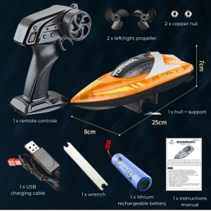 Barca cu telecomanda iUni HJ819, RC High-Speed Boat, Viteza 15 km/h, 2.4GHz, Portocaliu - Img 13