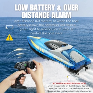 Barca cu telecomanda iUni HJ819, RC High-Speed Boat, Viteza 15 km/h, 2.4GHz, Albastru - Img 7
