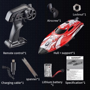Barca cu telecomanda iUni HJ820, RC High-Speed Boat, Viteza 25 km/h, 2.4GHz, Red - Img 13