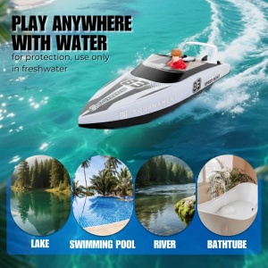 Barca cu telecomanda iUni HJ821, RC High-Speed Boat, Viteza 15 km/h, 2.4GHz, White - Img 13