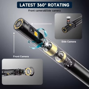 Camera Inspectie Dubla Auto Industriala iUni ROT50, Rotativa la 180°, Ecran LCD 5", 1080P, Cablu Semirigid, 1M Lungime, 8+1 LED-uri ajustabile, Rezistenta la Apa IP67, 5000mAh - Img 3