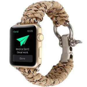 Curea iUni compatibila cu Apple Watch Ultra/SE/8/7/6/5/4/3/2/1, 40mm, Elastic Paracord, Rugged Nylon Rope, Cream - Img 5