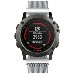 Curea iUni compatibila cu Garmin Fenix 7X / 6X / 5X Plus / 5X / 3 HR / 3, 26 mm, Milanese Loop Belt, Silver - Img 2