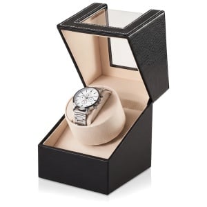 Cutie intors ceas automatic iUni, Watch Winder, Negru-Crem