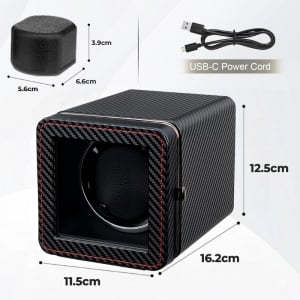 Cutie intors ceas automatic iUni, Watch Winder, Piele ecologica, Carbon - Img 13
