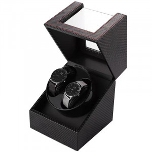Cutie intors ceasuri automatice iUni, 2 Programe rotatie, Watch Winder 2, Black Carbon - Img 7