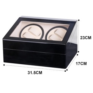 Cutie intors ceasuri iUni, Watch Winder 4 + 6 spatii depozitare, Negru-Crem - Img 13