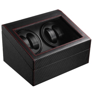 Cutie intors ceasuri iUni, Watch Winder 4 + 6 spatii depozitare, Piele ecologica, Carbon - Img 10