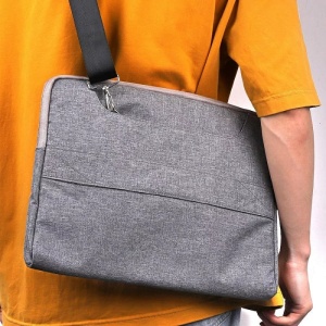 Geanta Laptop 13"-14" iUni, Curea de umar reglabila si detasabila, Impermeabila, Anti-zgarieturi, Anti-socuri, Gri - Img 13