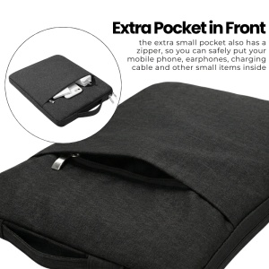 Geanta Laptop 15"-16" iUni, Material Textil Impermeabil, Anti-zgarieturi, Anti-socuri, Buzunar extern, Negru - Img 5
