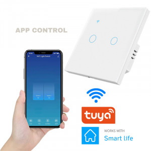 Intrerupator smart touch iUni 2F, Wi-Fi, Sticla securizata, LED - Img 3