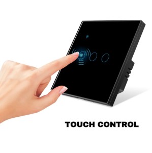 Intrerupator smart touch, WiFi, Sticla securizata, iUni 3G, 10A, Control vocal, Smart Life / Tuya, LED, Black - Img 5