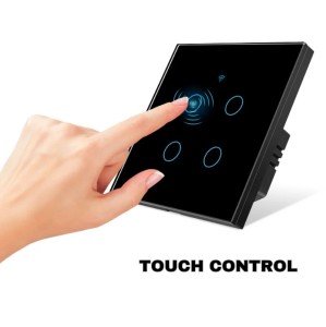 Intrerupator smart touch, WiFi, Sticla securizata, iUni 4G, 10A, Control vocal, Smart Life / Tuya, LED, Black - Img 5