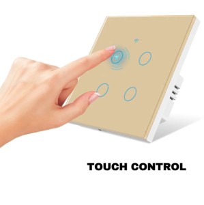 Intrerupator smart touch, WiFi, Sticla securizata, iUni 4G, 10A, Control vocal, Smart Life / Tuya, LED, Gold - Img 5