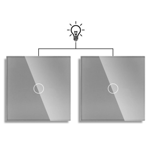 Intrerupator touch cap scara, cap cruce iUni 1F, Sticla securizata, LED, Argintiu - Img 4