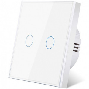 Intrerupator touch iUni 2F, 2 Canale, Sticla Securizata, LED